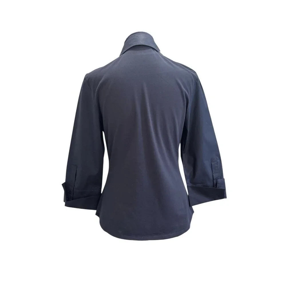 Carla Rockmore Collection The Essential Button Down Shirt Navy Size Small - Picture 5 of 10